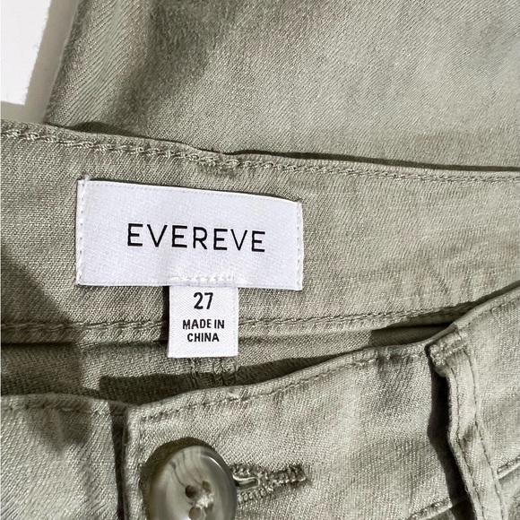 Evereve Joelle Stretch Linen Olive Wide-Leg Crop Pants - Picture 11 of 15